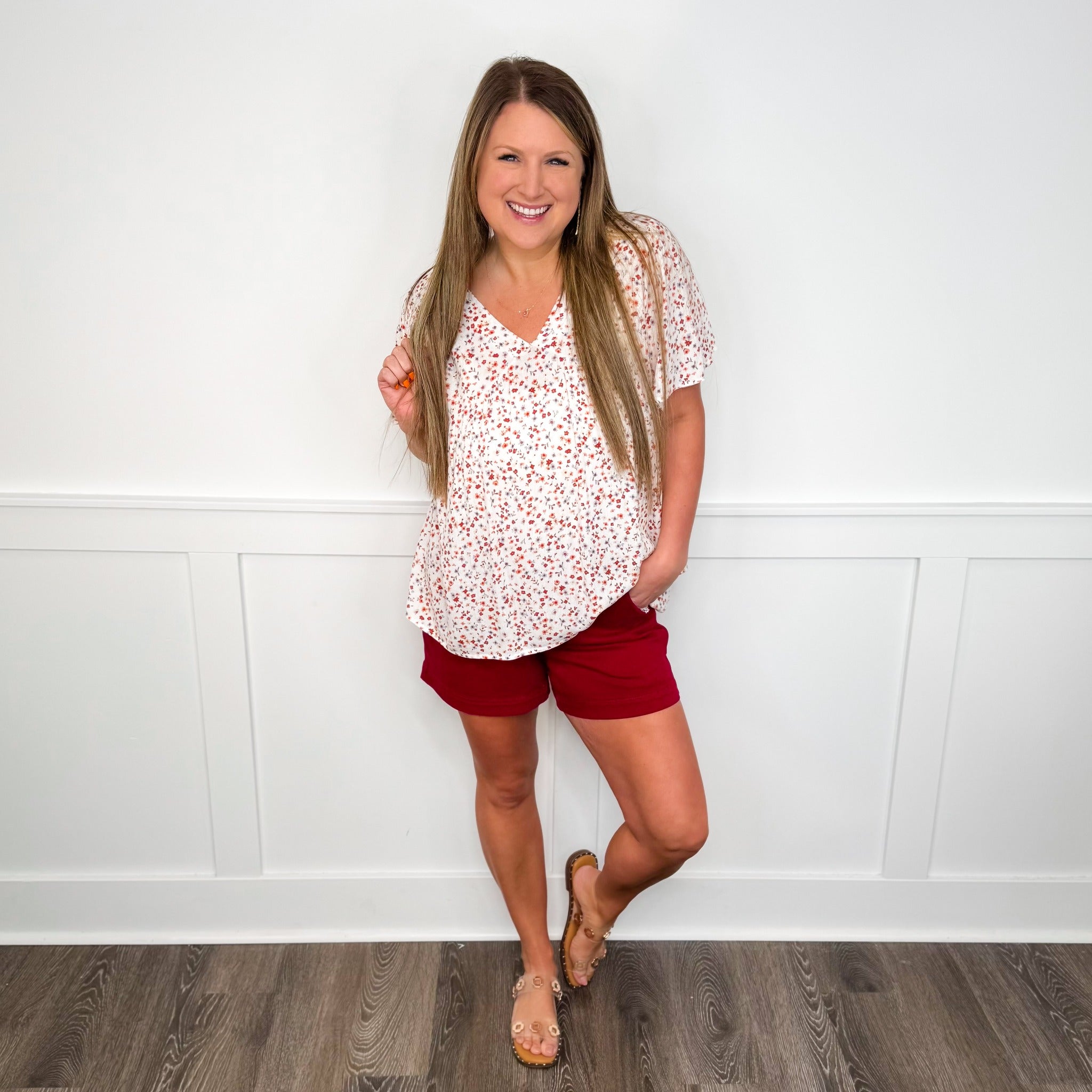 Judy Blue Aleah Tummy Control High-Rise Wine Shorts