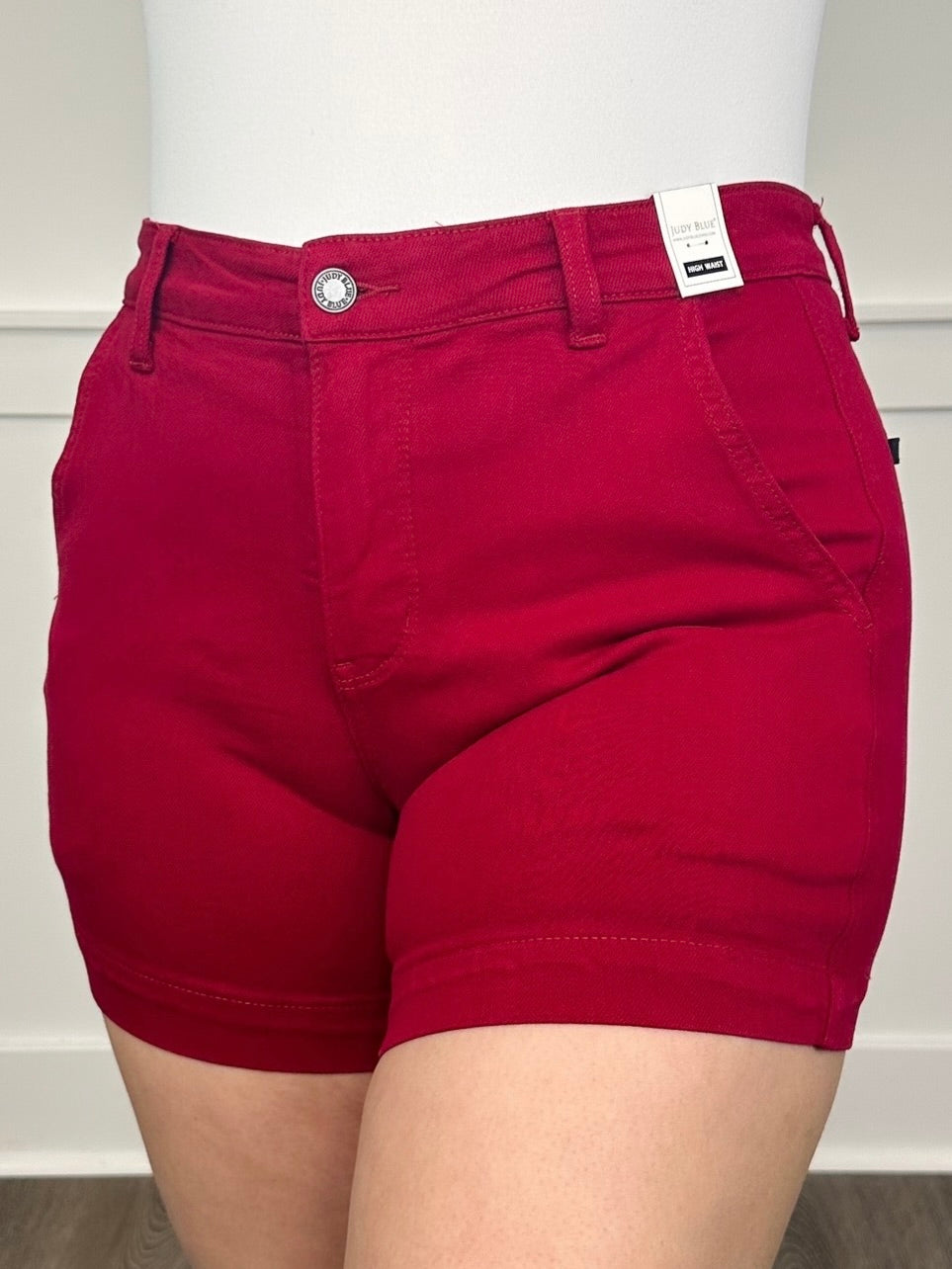 Judy Blue Aleah Tummy Control High-Rise Wine Shorts