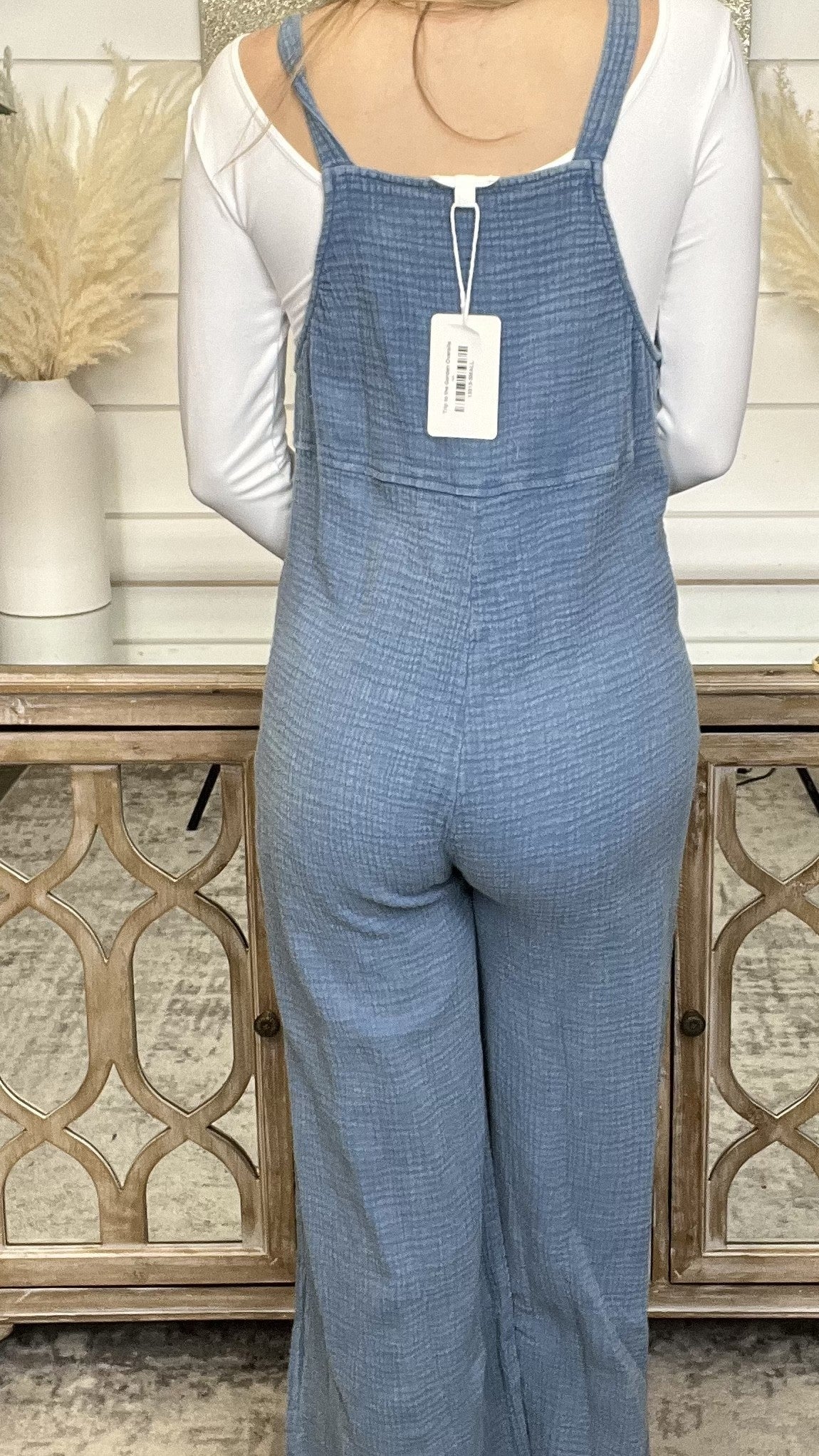 Trip to the Garden Cotton Blue Avery Mae Overalls
