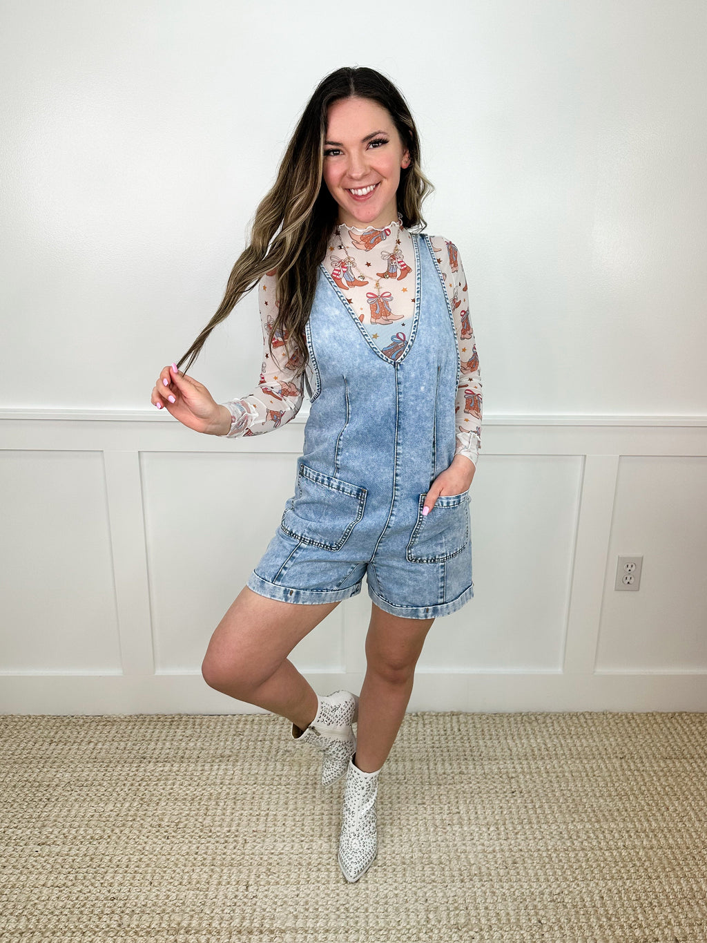 All American Girl Sheer Mesh Long Sleeve Avery Mae Top - 5 options!