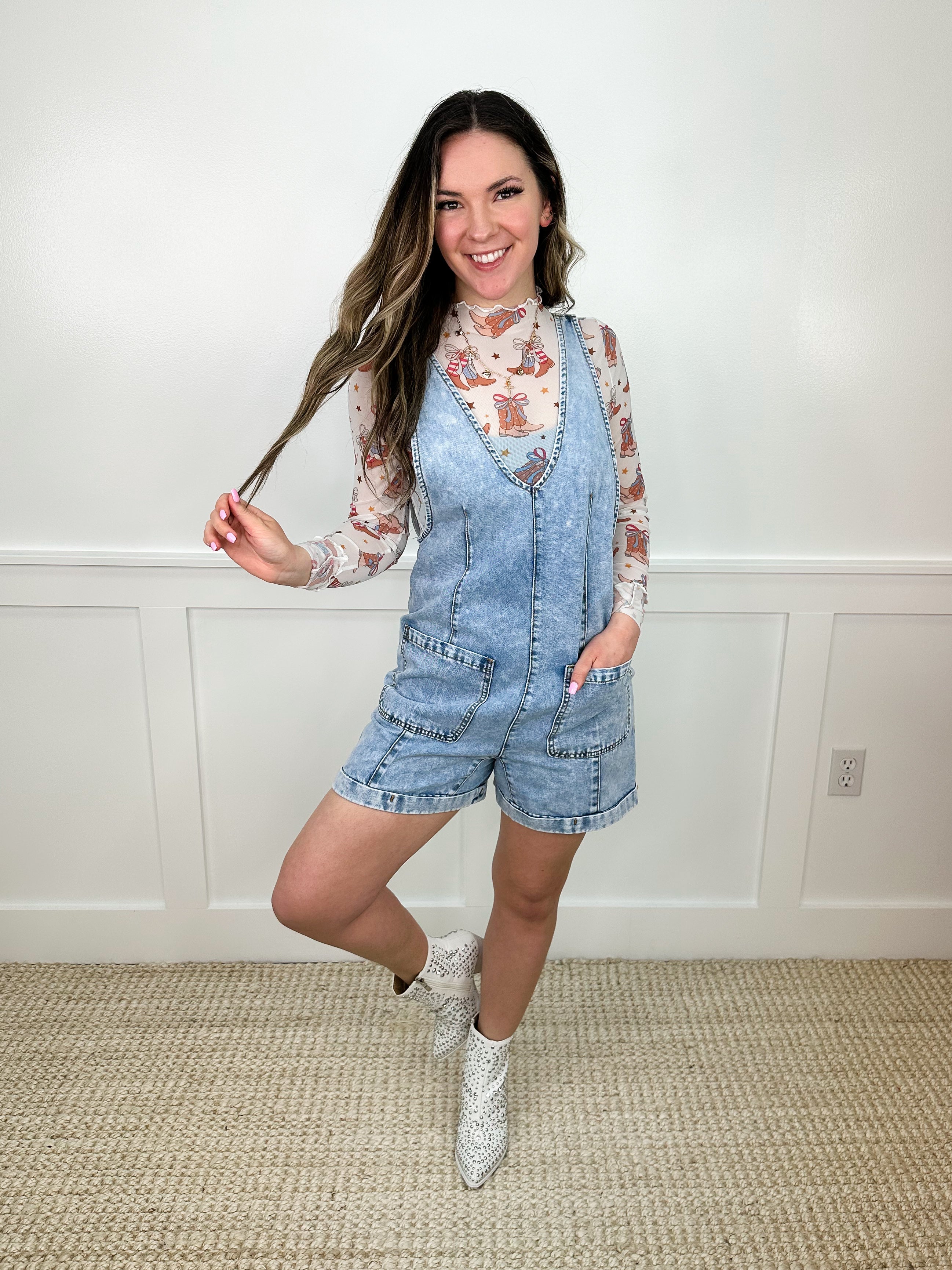 All American Girl Sheer Mesh Long Sleeve Avery Mae Top - 5 options!