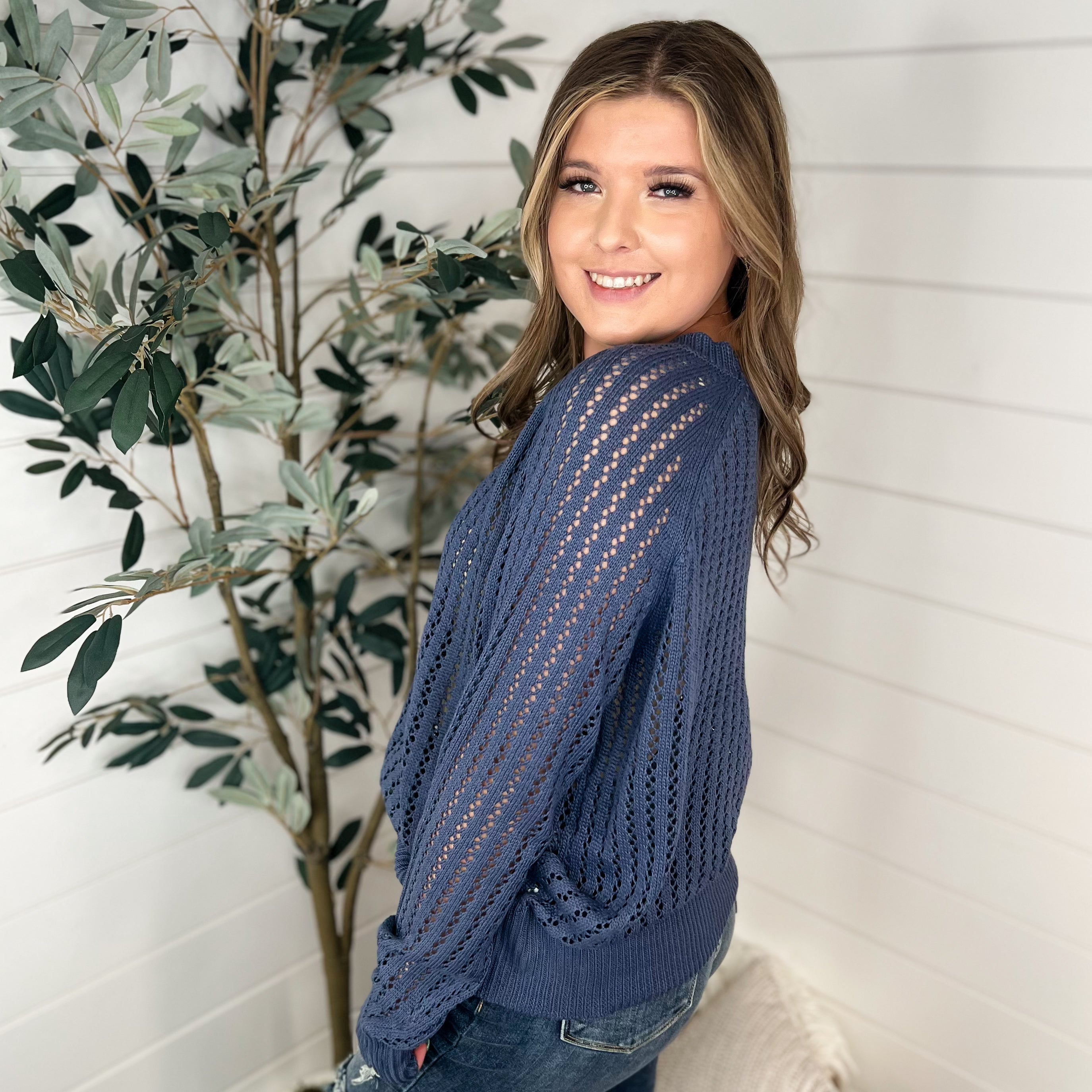 White Birch Just Storytelling Knit Long Sleeve Sweater Top - 2 colors!